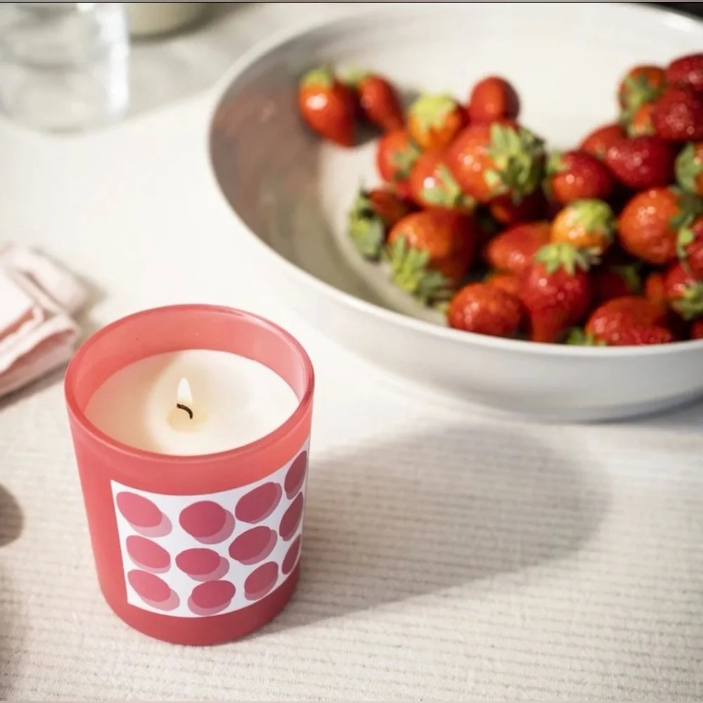Retired IKEA Pink Dot Pattern Strawberry Scented Candle